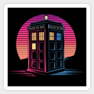 Retrowave TARDIS Sticker